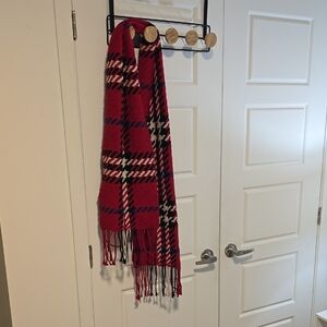 Women's Red Plaid Fringe Scarf Wrap